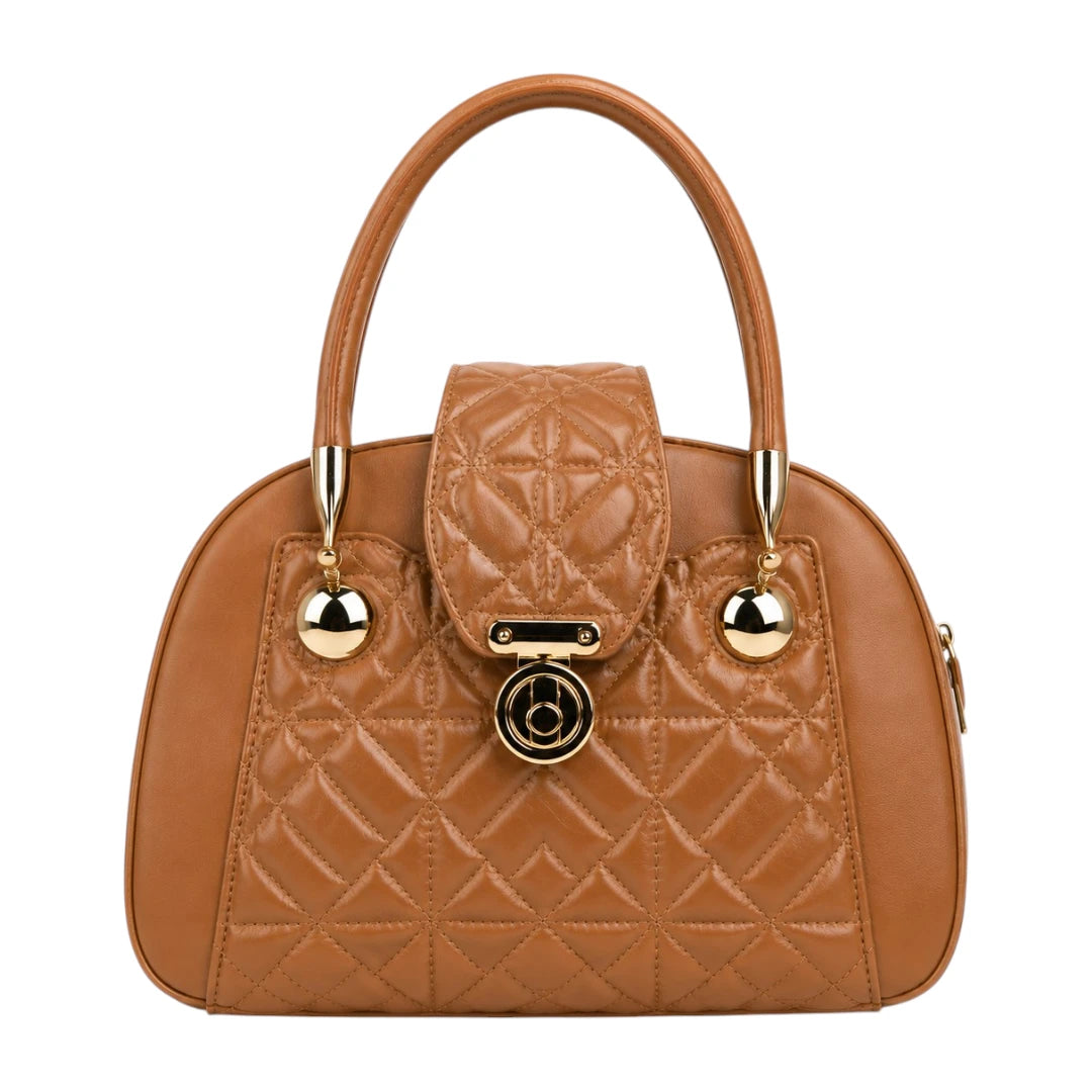 Bagique Brown Royale Quilted Satchel Handbag