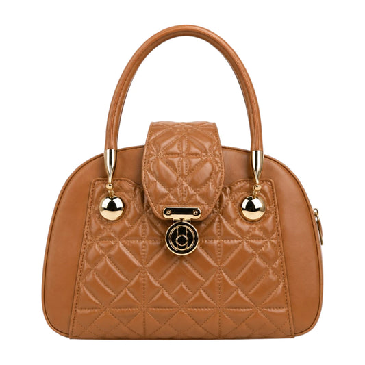 Bagique Brown Royale Quilted Satchel Handbag